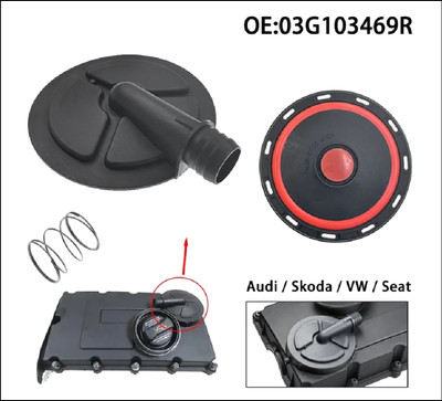 VW VOLKSWAGEN AUDI SKODA 2.0 2.0L 1.9 1.9L DIESEL TDI TURBO GOLF JETTA MK5 A3 SKODA OCTAVIA SUPERB ROCKER COVER PCV VALVE DIAPHRAGM MEMBRANE GASKET OIL AFTERMARKET REPAIR KIT 03G103469N 03G103469R BKD AZV