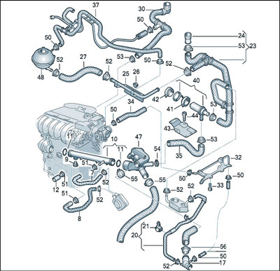 VW VOLKSWAGEN AUDI COOLANT HOSE 2.3L 2.8L V5 VR6 HEATER FLANGE CYLINDER HEAD GOLF BORA TT GENUINE 1J0122157FK OE USED AQN BDE BFH BML