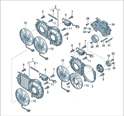 8E0121207D AUDI A4 V6 B6 B7 8E RADIATOR DUAL TWIN FAN ASN BDV BBJ SHROUD CARRIER FRAME MOUNTING SUPPORT COOLING COOLANT 400W 400 WATT 400MM