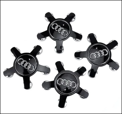 AUDI 2009 - 2021 ALLOY WHEEL 5-STAR SPIDER TYPE CENTRECAP BLACK SET OF 4 PCS OR SINGLE 135MM 8R0601165 NEW AFTERMARKET