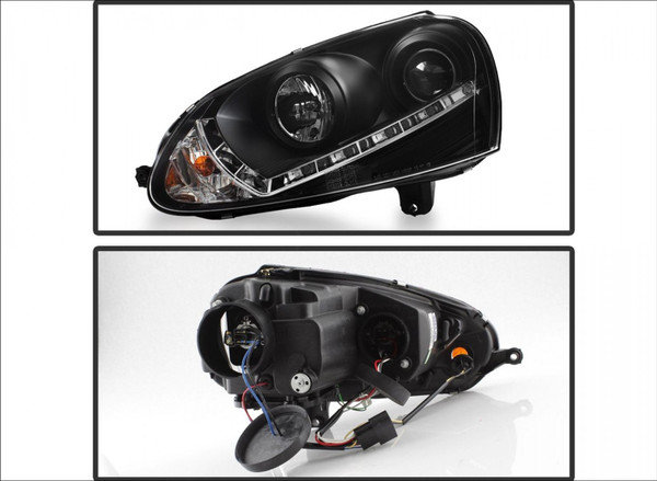 VW VOLKSWAGEN GOLF JETTA MK5 AFTERMARKET SONAR HEADLIGHTS WITH LEDS - USED PAIR - FULLY WORKING