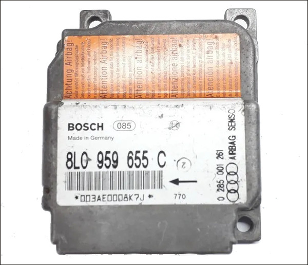 AUDI A3 MK1 8L SRS AIRBAG SENSOR CONTROL MODULE 1J0909601A 8L0959655C BOSCH 0285001261 1997 1998  1999