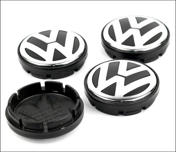 VW VOLKSWAGEN BEETLE GOLF BORA POLO ALLOY WHEEL CENTRECAP CENTRE CAP 55MM BLACK CHROME 6N06011716N0601171BXF BXF SET 4PCS AFTERMARKET GOOD QUALITY