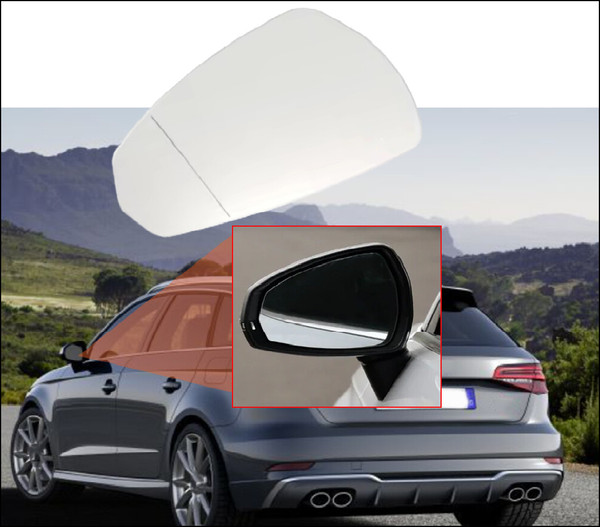 AUDI A3 S3 RS3 DOOR MIRROR GLASS LEFT PASSENGER LH LHS BACKING PLATE HEATED ASPHERICAL 8V0857535D