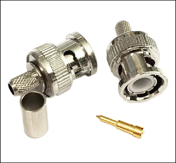 BNC MALE STRAIGHT RF CABLE CONNECTOR PLUG RG58 LMR195 CRIMP NICKEL PLATED 50 OHM PP0649 SCBGEN721189 C-BNC1-195 546-4853