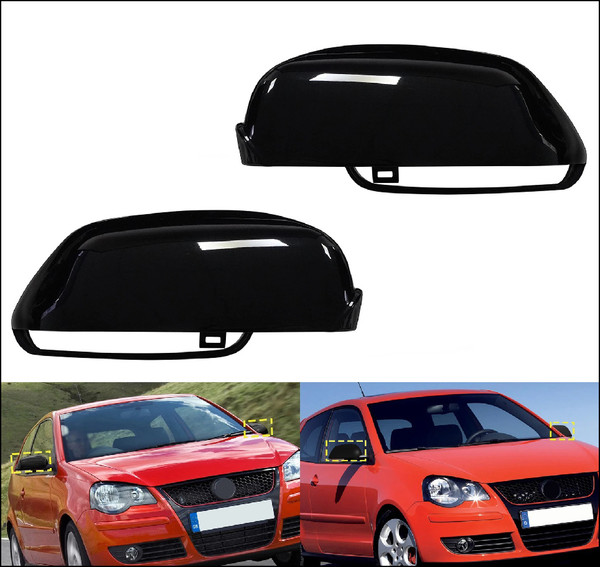 05 06 07 08 2005 2006 2007 2008 1Z0857537 1Z0857538 VW VOLKSWAGEN POLO CROSS FACELIFT 9N3 MK4 MK4 MIRROR COVER CAP PAINTED GLOSS BLACK left right passenger driver lh rh lhs rhs 2002 2003 2004 2005