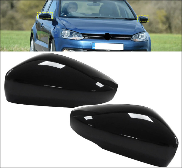 6R0857537B 6R0857538B 6FA 6FF 6FN PR-6FA PR-6FF PR-6FN 6FA 6FF 6FN VW VOLKSWAGEN POLO 6R MK5 MIRROR COVER CAP PRE-PAINTED GLOSS BLACK LH RH LHS RHS LEFT RIGHT PASSENGER DRIVER SIDE