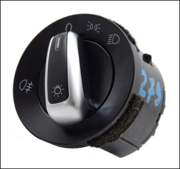 VW VOLKSWAGEN HEADLIGHT LIGHTING DASHBOARD LIGHT SWITCH CHROME SATIN 3C8941431B USED GENUINE ORIGINAL OEM OE TESTED GOLF MK6 JETTA  GTI Beetle Passat Amarok Eos Scirocco Sharan Tiguan Touran Transporter WITHOUT FRONT FOGLIGHT