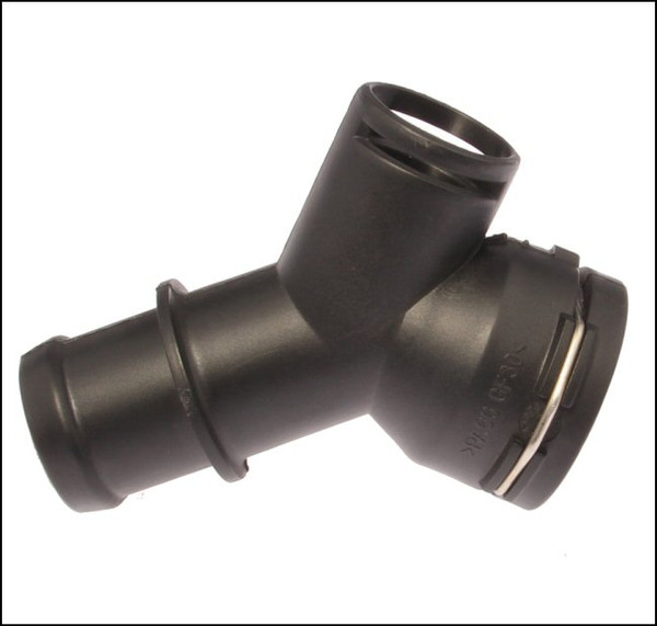 AUDI VW VOLKSWAGEN PLASTIC COOLANT LOWER RADIATOR COUPLING HOSE CONNECTOR QUICK-CONNECT N90765301 1K0122291AE NEW AFTERMARKET V6 VR6 R32 R32 EOS A3 PASSAT TT TOURAN