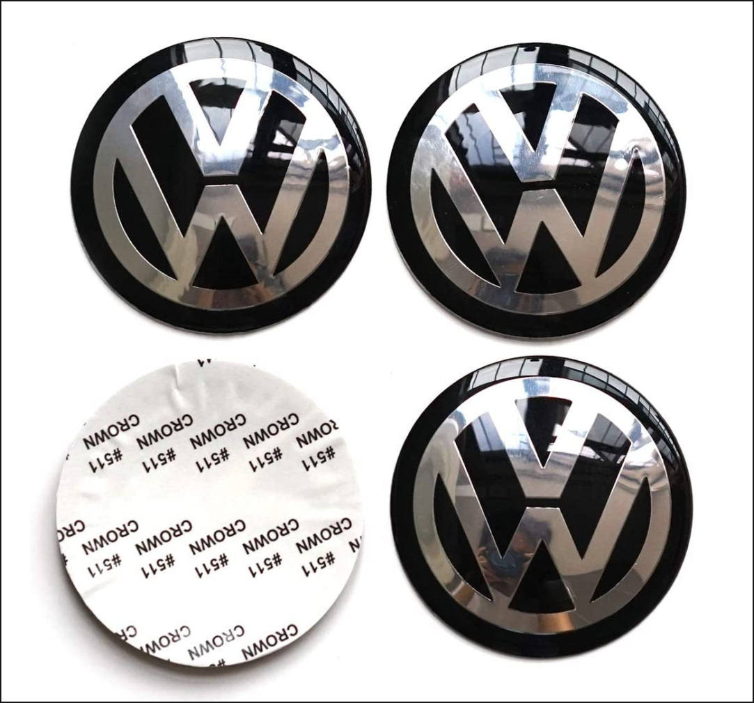 VW Volkswagen Silicone Stickers Center Hub Classic Black Grey Ring, Wheel  Emblems, Stickers