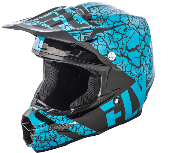 Fly Racing F2 Carbon Fracture Helmet Light Blue/Black Md 73-4173-3-M