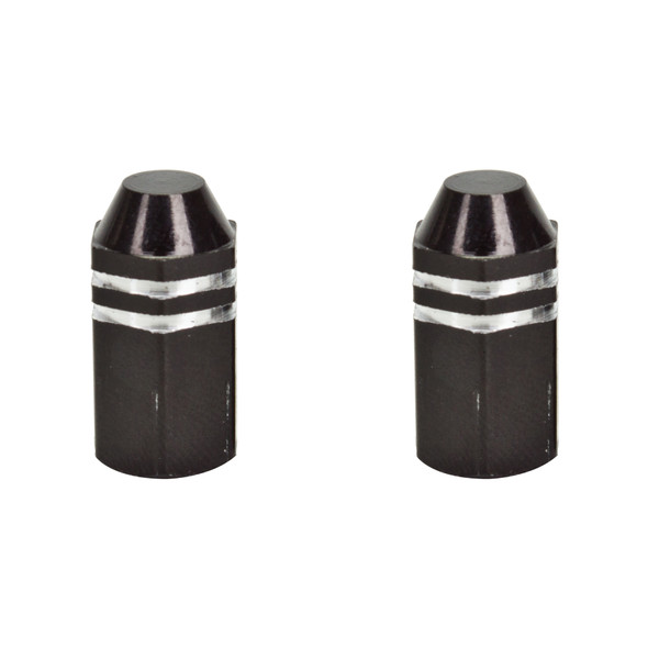 Trik Topz Valve Caps Finned Black 1Pr/Pack