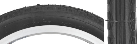 Sunlite Tire 16X1.75 Black/Black Street K123 Wire