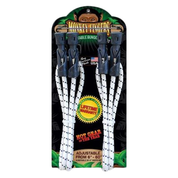 Monkey Fingers Tie Down Bungee Dura Plastic 6-60In Adjustable Double Pack Black