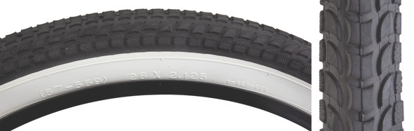Sunlite Tire 26X2.125 Black/White Cruiser K927W/Sun Logo Komfort Wire