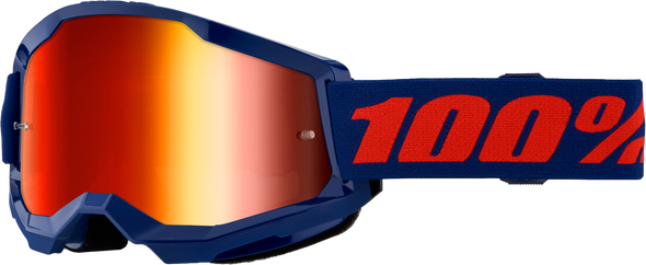 100% Strata 2 Goggle Navy Mirror Red Lens 50028-00021