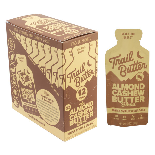 Trail Butter Food Gel Maple Syrup Sea Salt Almd Cashew 1.15Oz Box Of 12