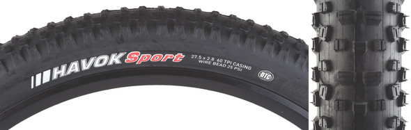 Kenda Tire Havok Sport 27.5X2.8 Black/Black Dtc/60 Wire 25Psi