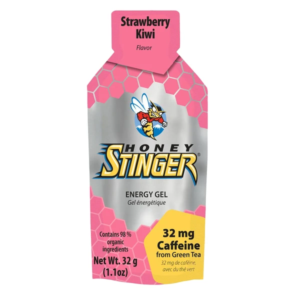 Honey Stinger Food Gel Orange Strawbry/Kiwi Caffein 1.3Oz Box Of 24
