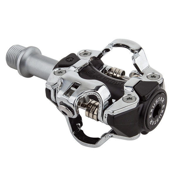 Exustar Pedals Mountain Bike Dbl Clpls Post Mount211 Alloy Black/Silver Spd