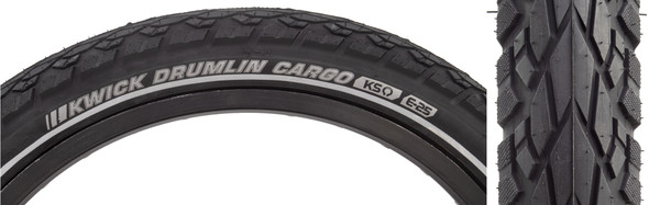 Kenda Tire Kwick Drumlin Cargo 24X2.0 Black/Black/Ref Ks/4-Ply/60 Wire 75Psi E25