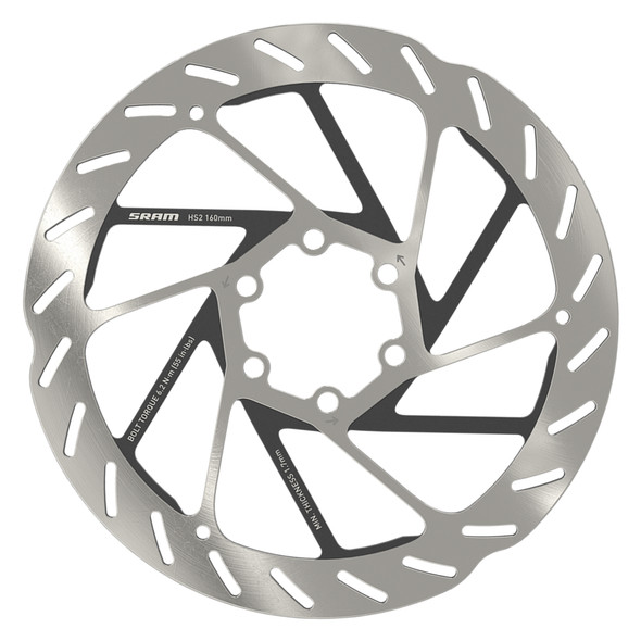 Sram Brake Part Disc Rotor 160 Hs2 6B Rounded With Steel Bolts Silver/Black