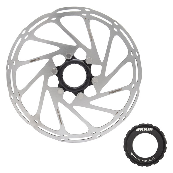 Sram Brake Part Disc Rotor 200 C-Line Center Lock Rounded With Lock Ring Silver/Black