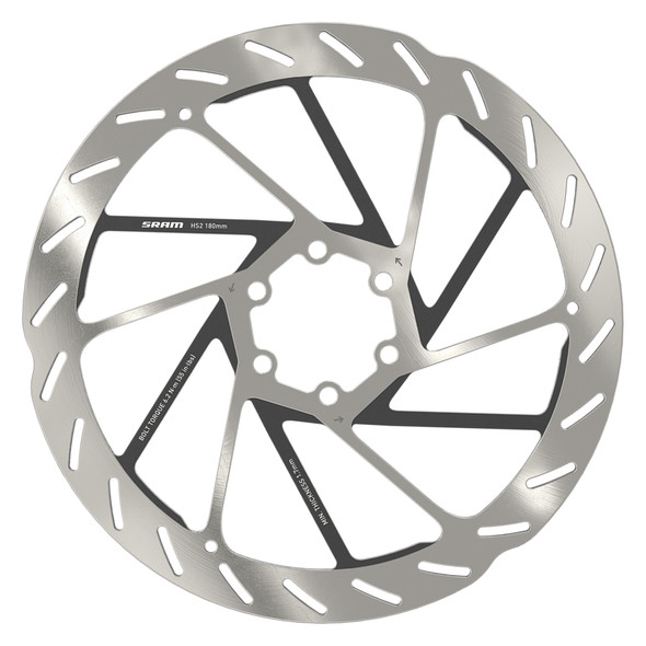 Sram Brake Part Disc Rotor 180 Hs2 6B Rounded With Steel Bolts Silver/Black