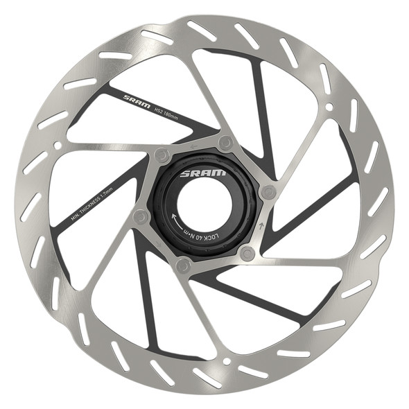 Sram Brake Part Disc Rotor 180 Hs2 Center Lock Rounded With Lockring Silver/Black