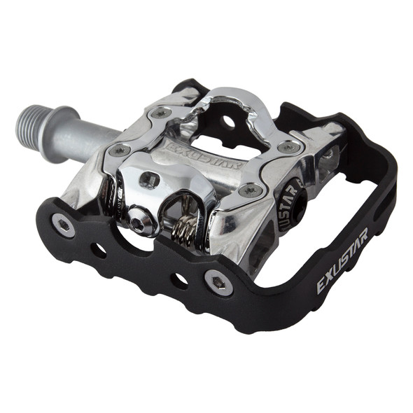 Exustar Pedals Mountain Bike Sgl Clpls Post Mount86 Black/Silver Spd