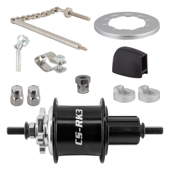 Sturmey Archer Hub Rear 3-Speed Csrk3 3X8Scass 6B 36 Black With Trim Kit/No-Shifter 135/180Mm Non-Rotary