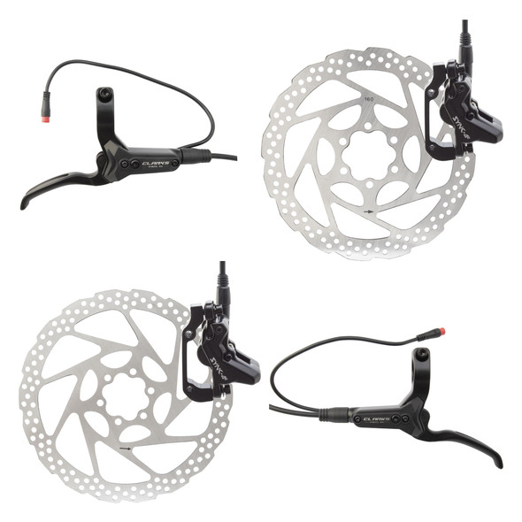 Clarks Brake Disc Sync-4E Hydraulic Front-180/Rear-160 With Lvrs Black