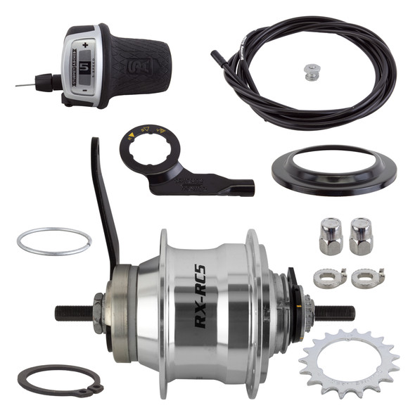Sturmey Archer Hub Rear 5-Speed Rxrc5 Cb 32 Silver With Trim Kit/Twist-Shifter Tsc50/Cable 1700Mm 18-Tooth 135/185Mm Rotary