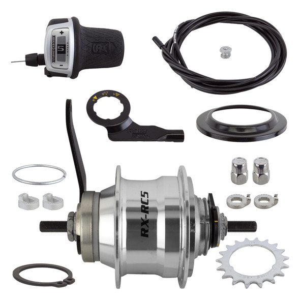 Sturmey Archer Hub Rear 5-Speed Rxrc5 Cb 32 Silver With Trim Kit/Twist-Shifter Tsc50/Cable 1700Mm 18-Tooth 135/185Mm Rotary