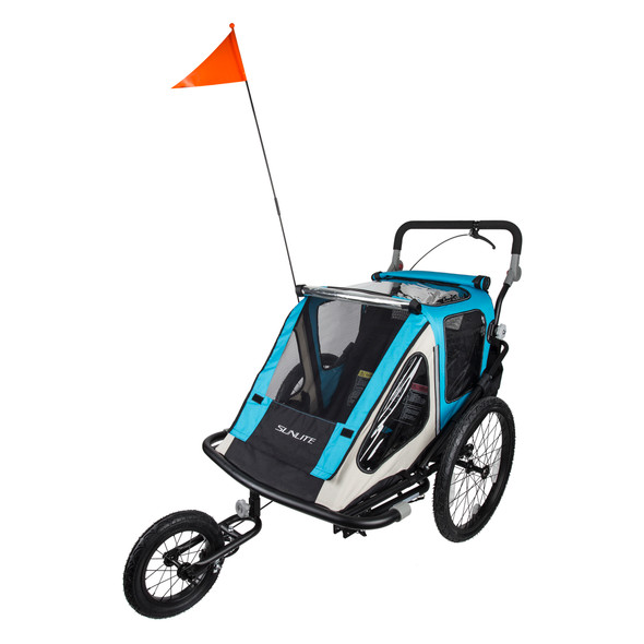 Sunlite Trailer Steel 20In Convrt To Stroler Black-Frame&Alloy-Whls Blue/Gray