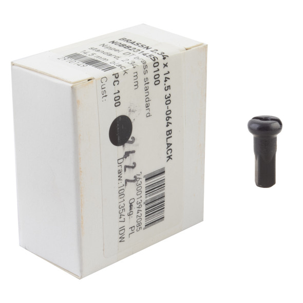 Dt Swiss Spoke Nipple Brass 2.34X14.5Mm Black Box Of 100