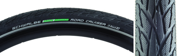 Schwalbe Tire Road Cruiser 700X40 Active Twin K-Guard Black/Bsk/Ref Gn-Compound Wire (Q)