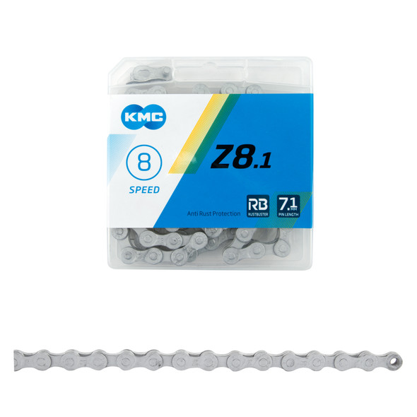 Kmc Chain Z8.1 Index 6/7/8-Speed Rust Buster Silver 116L