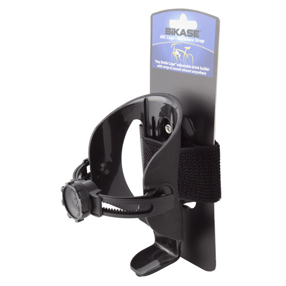 Bikase Bottle Cage Abc Adjustable Drink Holder With 18In Anywhere Strap Black
