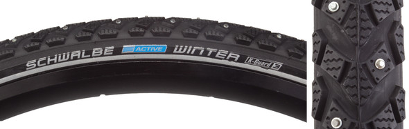 Schwalbe Tire Winter 700X35 Active Twin K-Guard Black/Bsk/Ref 120-Stud-Snow Wire