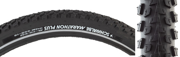 Schwalbe Tire Marathon Plus Mountain Bike 26X2.25 Perf Twin Sm-Guard Black/Black/Ref Dual E50 Wire (Q)