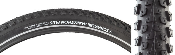 Schwalbe Tire Marathon Plus Mountain Bike 27.5X2.25 Perf Twin Sm-Guard Black/Black/Ref Dual E50 Wire (Q)