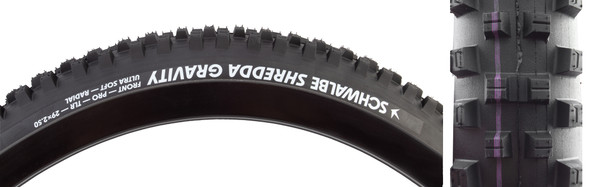 Schwalbe Tire Shredda Front 29X2.5 Evo Gravity Pro Radial Black/Bsk Addix U-Soft Tlr E50 Fold