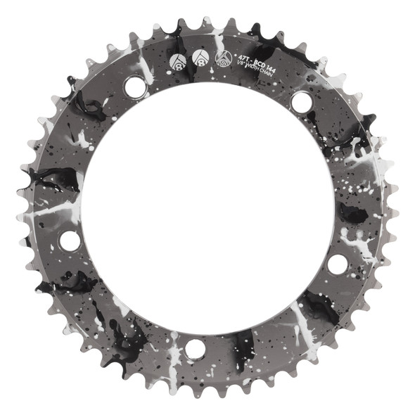 Origin8 Chainring Splat Trk 144Mm 47-Tooth Alloy 1/8 Silver-Ano With Black/White
