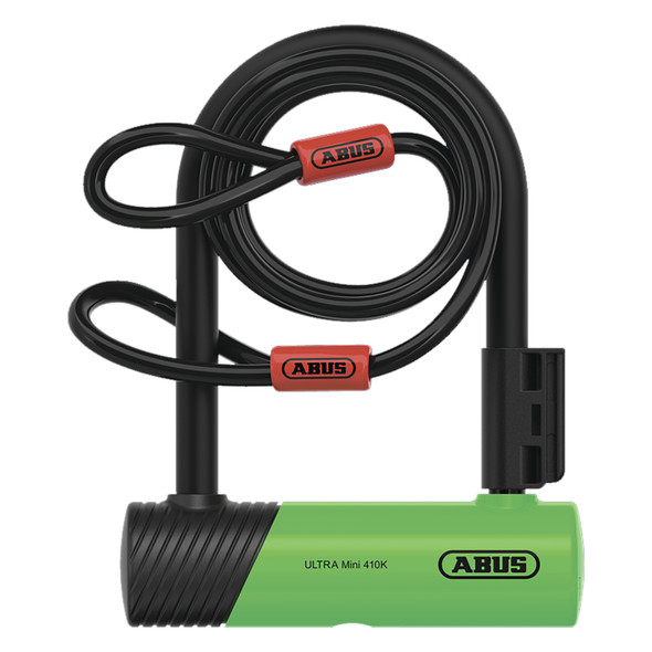 Abus Lock U 410 Sh Key 140X12Mm With 10X120 Cobra Cable With Bracket Gn