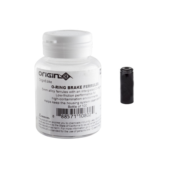 Origin8 Cable Ferrule 5Mm Alloy O-Ring Brake Black Btlof100