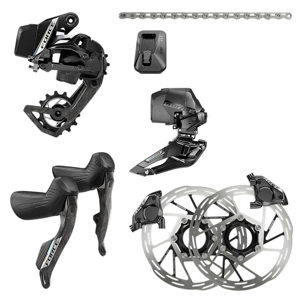 Sram Group Kit Force Etap Axs 2X E1 Hrd Shifter/Hydraulic Ed Fm Fd/Chain 114L/Road 36-Tooth Max & Bat/Fd & 160 Center Lock Rotors & Bat/Usb-C Charger & Cord (Q)