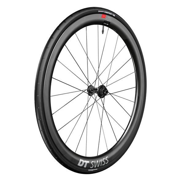 Dt Swiss Wheel Front 700 622X22 Erc1100 Dicut 45 100X12Mmta Center Lock Tubeless Black With Cont Aero 111