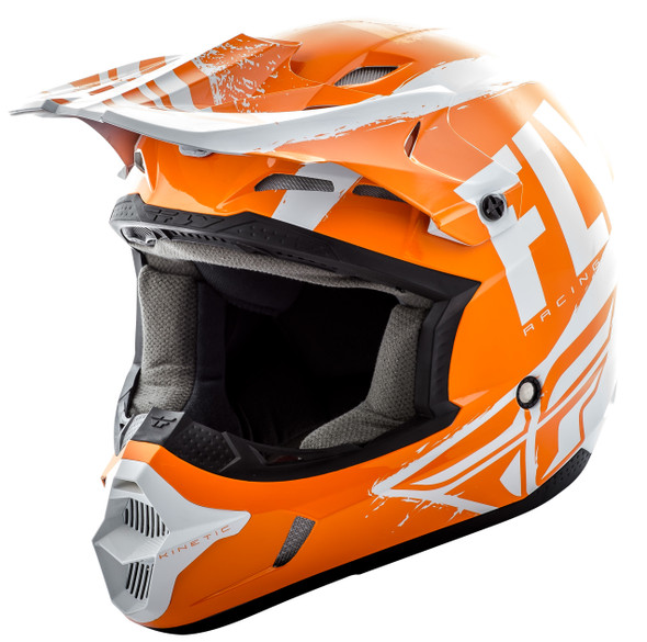 Fly Racing Kinetic Burnish Helmet Orange/White/Grey Yl 73-3398-3-Yl