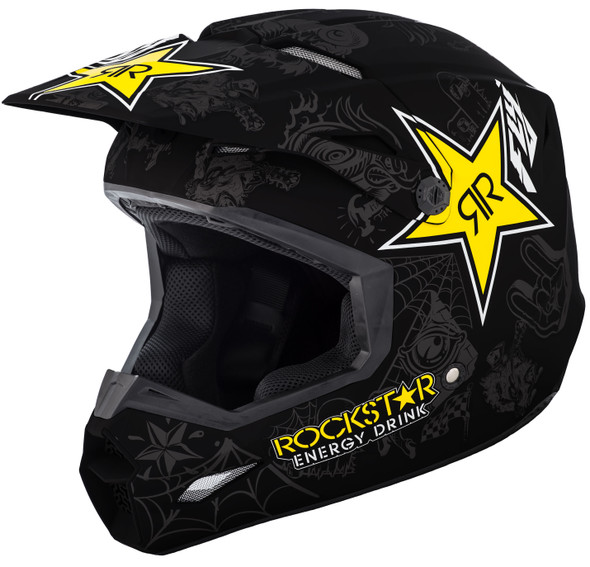 Fly Racing Elite Rockstar Helmet Matte Black/Grey Xl 73-3308-8-X